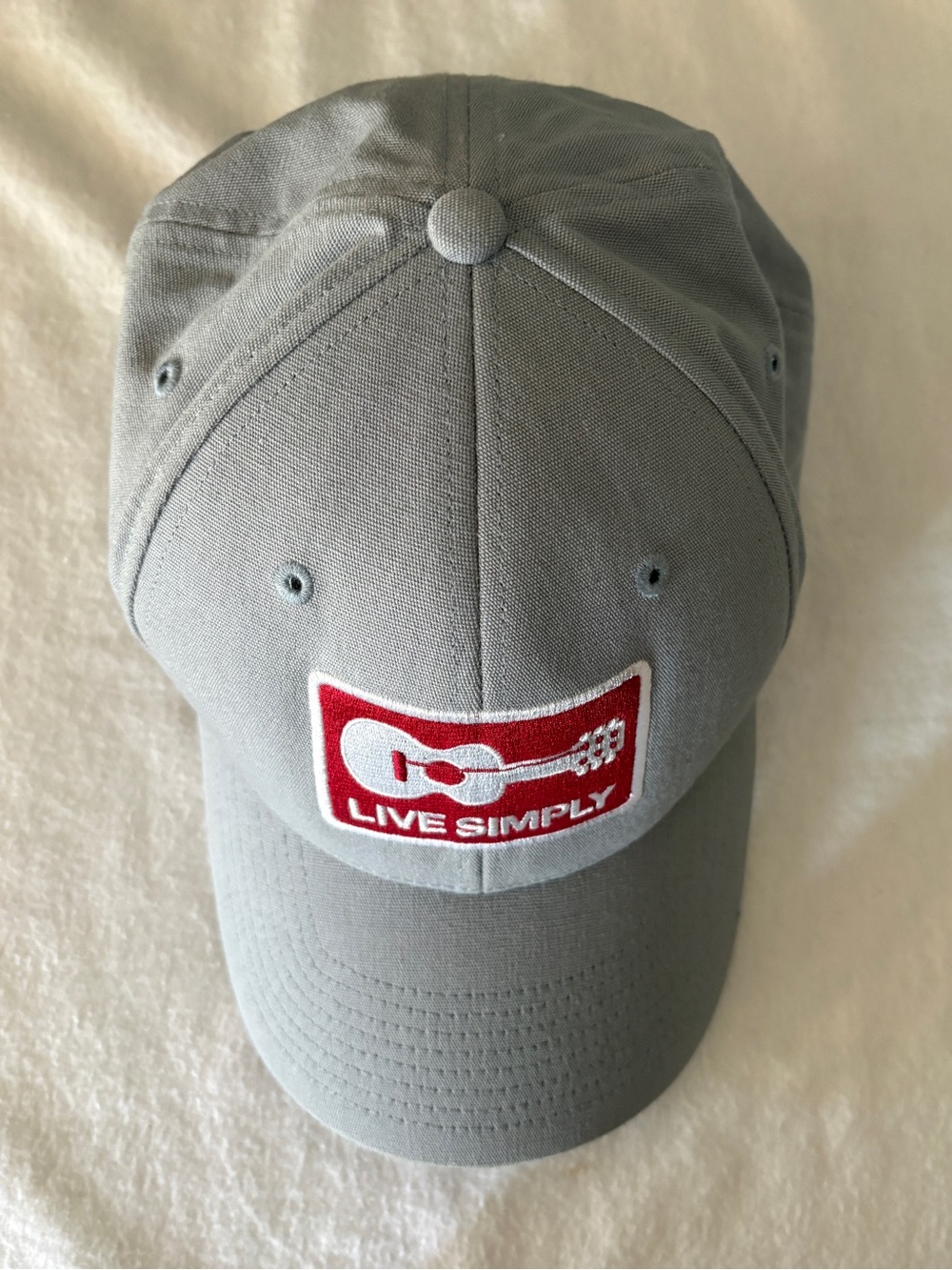 SOLD Patagonia Live Simply Guitar Roger That Hat Gray Organic Cotton 6 Panel NWT - Picture 2 of 8